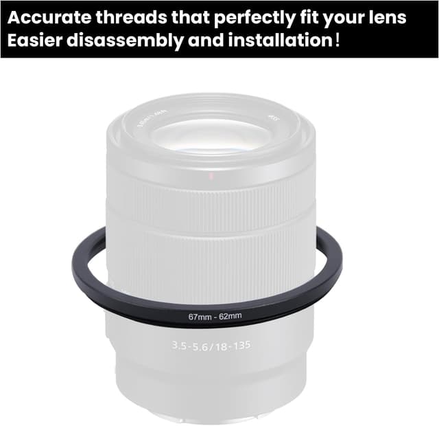 Detalle de Metall Step-Down Ring Filter Adapter 67 mm auf 62 mm – Aluminium-Ring für UV-, CPL- und ND-Filter
