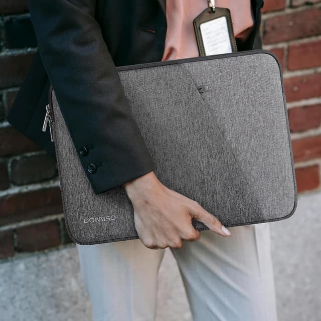 Thumbnail 6 de DOMISO Laptop-Tasche 15–15,6 Zoll wasserdicht – Laptop Sleeve mit Seitentaschen (Grau)