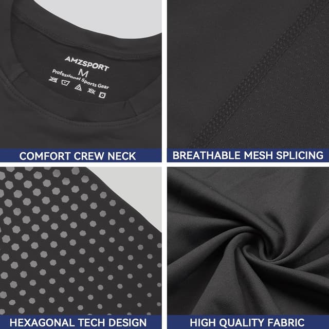Detalle 2 de AMZSPORT maglietta da corsa a compressione a maniche corte (Kurzarm) ad asciugatura rapida