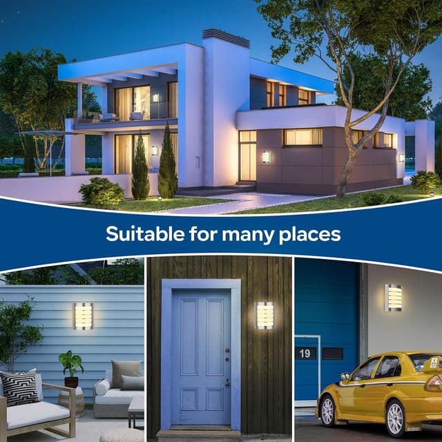 Detalle 2 de Kerry Wall Light outside front door lighting – IP44 mains powered E27 curved stainless steel sconce