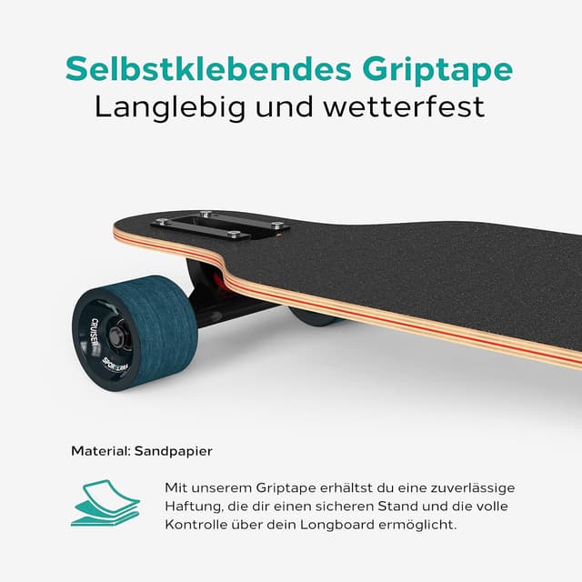 Detalle 2 de Sporterra Longboard Sommer-Angebot für Erwachsene und Jugendliche – inkl. Zubehör & Schritt-für-Schritt-Anleitung