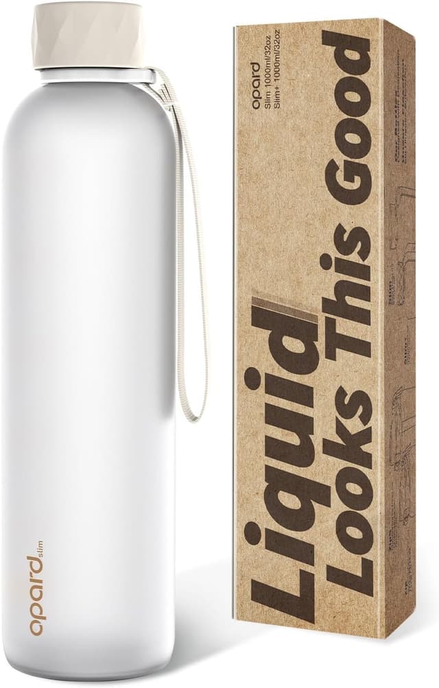 Detalle de Opard Slim Pro Trinkflasche 1 l – kohlensäuregeeignet, auslaufsicherer Schraubverschluss & griffiger Gummihandgriff