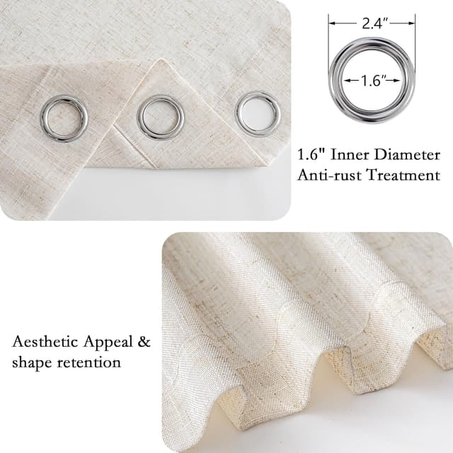 Detalle de Beige Leinen-Vorhang 225 cm mit Ösen