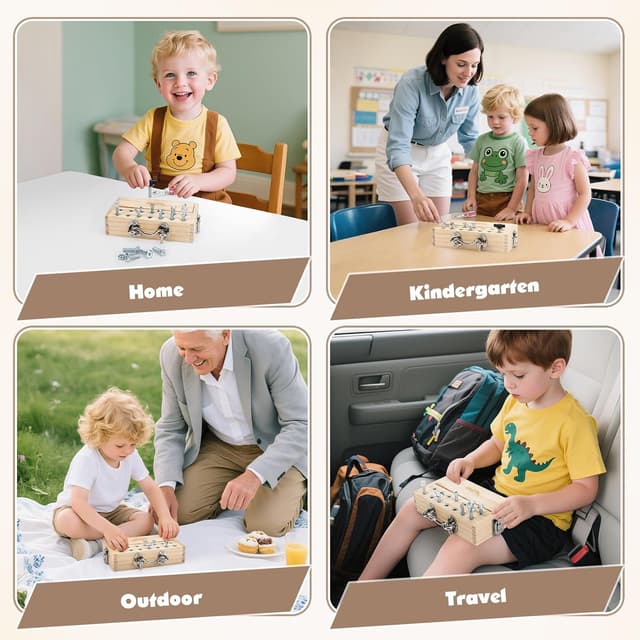 Detalle 2 de Vanplay Juguetes Montessori tablero con 14 tornillos