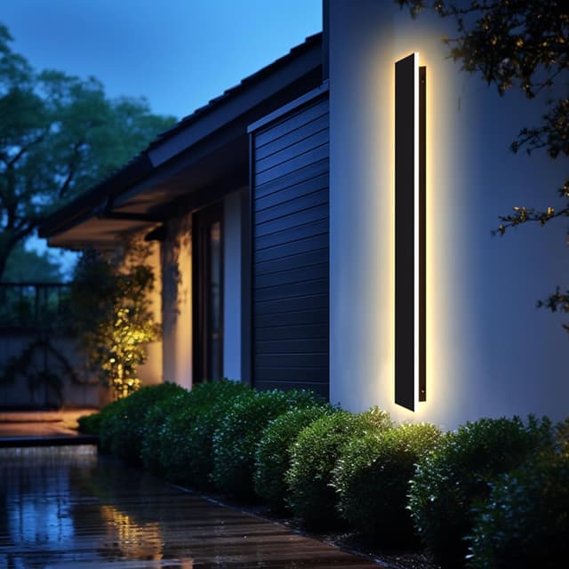 Detalle de LED Wandleuchte für Außen/Innen 125×5 cm, anthrazit, IP67 – Lang-Wandlampe mit warmem Licht