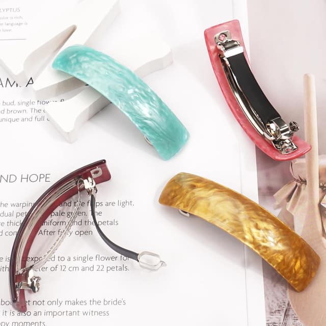 Detalle de JOYOYO 12er Set Damen-Haarspangen im französischen Retro-Design aus Acryl mit automatischer Klemme