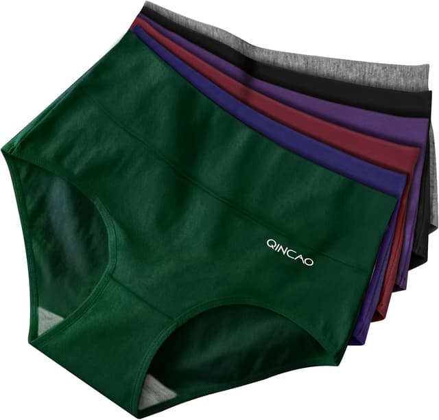 Detalle de QINCAO Damen-Unterhosen im 6er-Pack mit hohem Bund aus Baumwolle & Elasthan