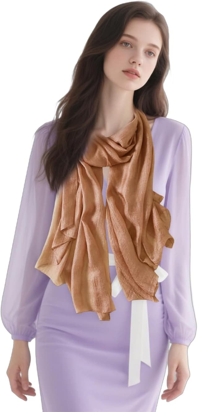 Detalle de MAIRY women’s lightweight scarf (silk-feel hair wrap, shawl & beach wrap) 190 x 100cm