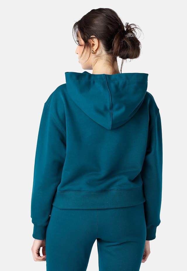 Detalle de Bellivalini Felpe con Cappuccio da Donna Corta BLV208 in cotone, con cappuccio e maniche lunghe