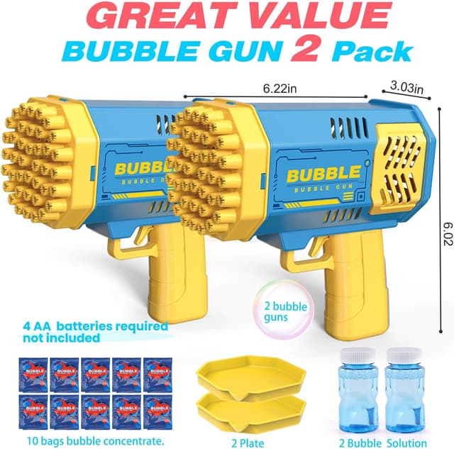 Detalle 2 de JONEG 2-Pack Bubble Machines for Kids (Ages 3–8) with Bubble Solution