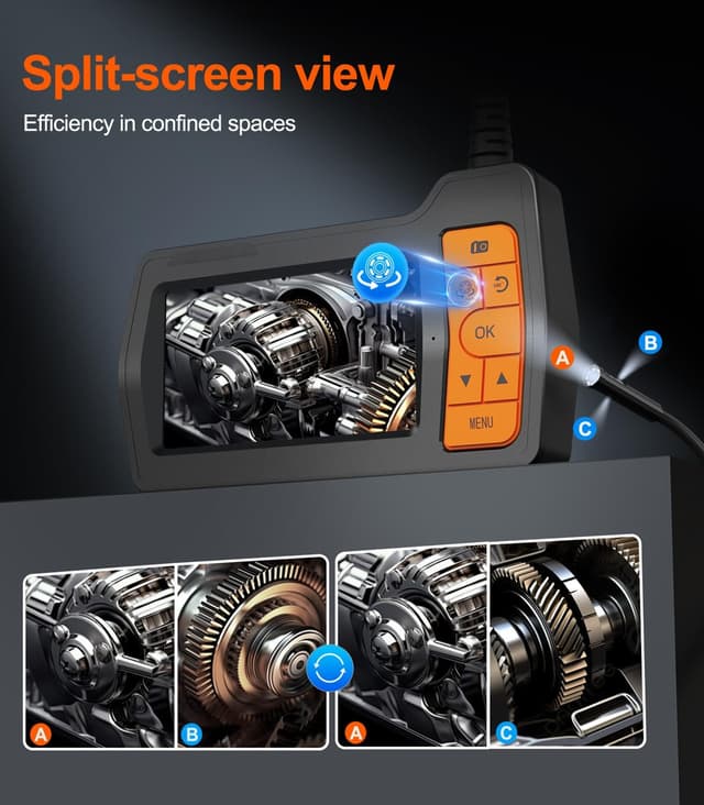 Detalle de TURNRISE 50FT Triple-Lens Endoscope Inspection Camera with 5in IPS Screen, 8 LED and IP67 Probe