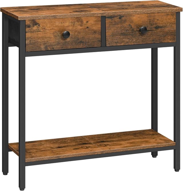 Detalle de HOOBRO Consolle Ingresso con 2 Cassetti in Tessuto EBF71XG01, 75 x 24 x 75 cm per corridoio e soggiorno