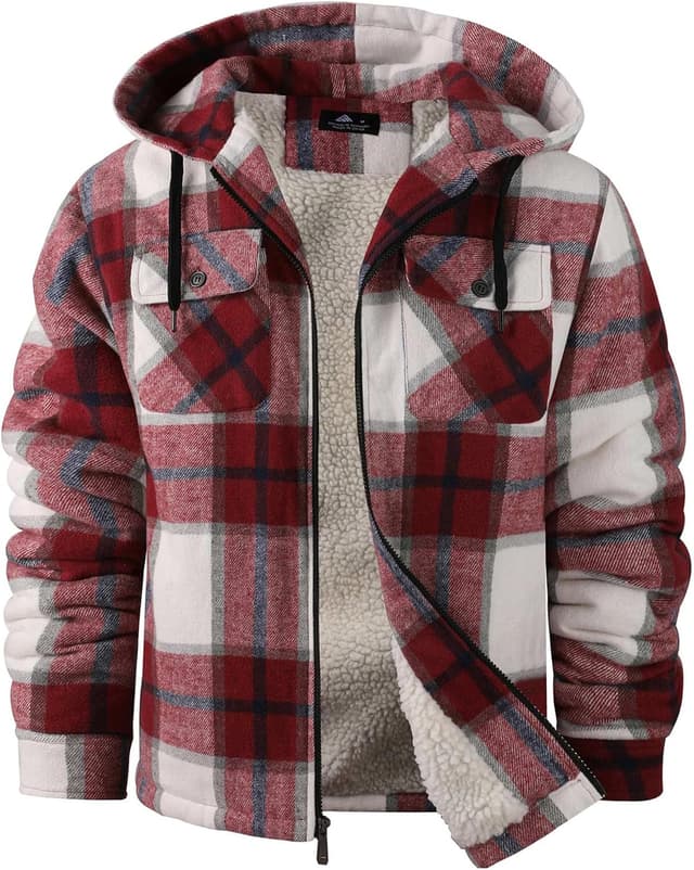 Thumbnail 6 de SCODI Men's Flannel Shirt Jacket Sherpa Lined Coat