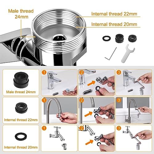 Thumbnail 5 de Ibergrif M91006 Aireador giratorio 1440° para grifo, 3 roscas 🎛