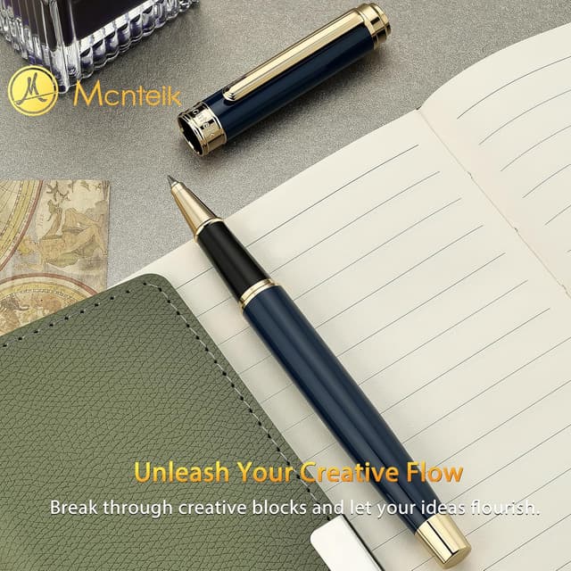 Thumbnail 6 de MCNTEIK 317 Rollerball in Stunning Luxury Blue Lacquer with 24K Gold Finish (Schmidt Ink Refill) Gift Set