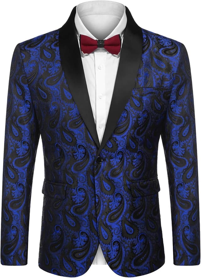 Thumbnail 6 de COOFANDY Men’s Floral Tuxedo Jacket paisley shawl lapel blazer