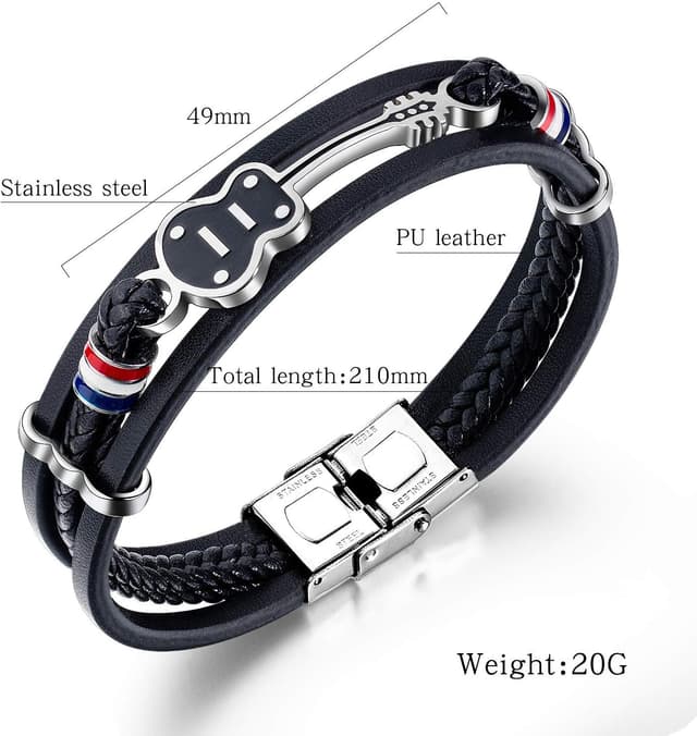 Detalle 2 de ATEIELLI Bracciale Chitarra Uomo in pelle intrecciata multistrato con acciaio inox B306