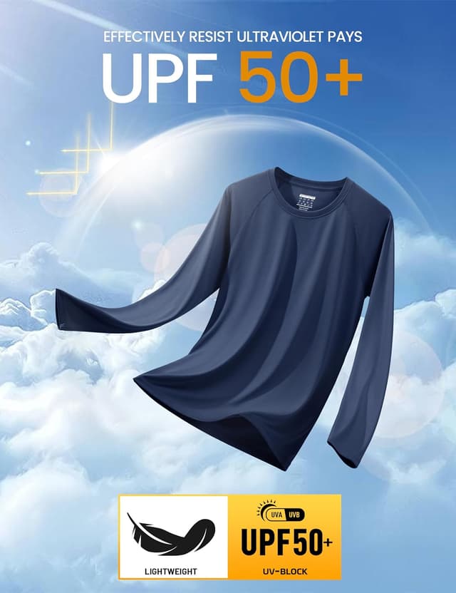 Detalle de MAGCOMSEN Men’s Long Sleeve UPF 50+ UV Sun Protection Athletic Shirt