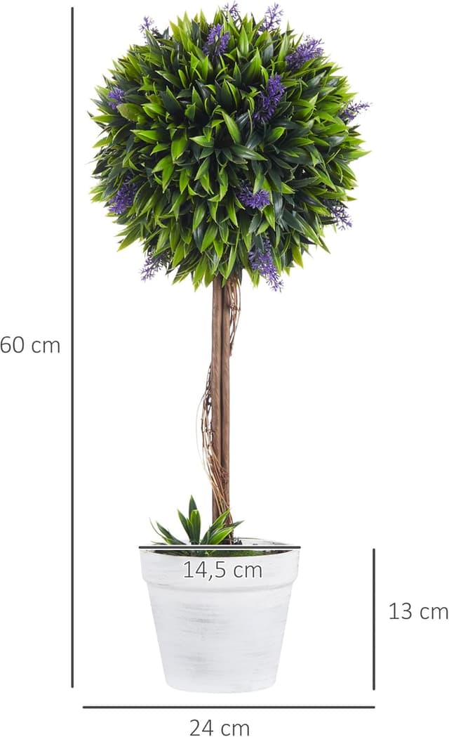 Thumbnail 6 de HOMCOM Lot de 2 Plantes artificielles lavande 60 cm