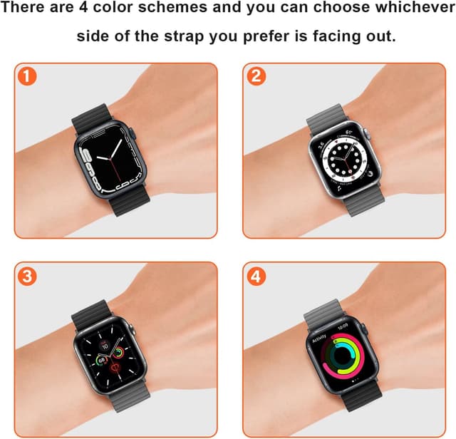 Detalle de Anlinser Magnetic Bands for Apple Watch 49/46/45/44/42/41/40/38mm (Reversible Double-Side Silicone Strap)