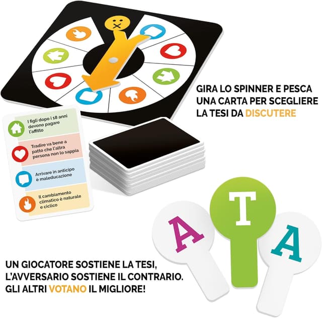 Detalle 1 de Ludic “Dibattito Party” Vince chi convince! Il party game del Debate IT59742 (per 3–10 giocatori), Made in Italy