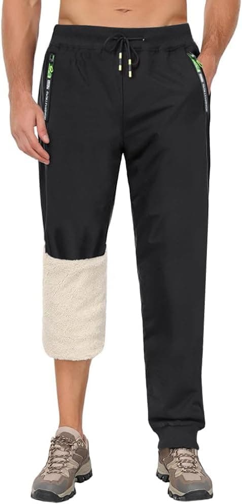 Detalle de ZOXOZ Men’s Fleece Lined Sherpa Joggers – water-resistant thermal tracksuit bottoms