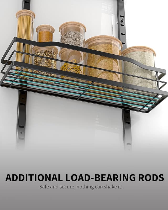 Detalle de Moforoco 9-Tier Over The Door Pantry Organizer (Black Metal) for Spice Storage and Small Spaces