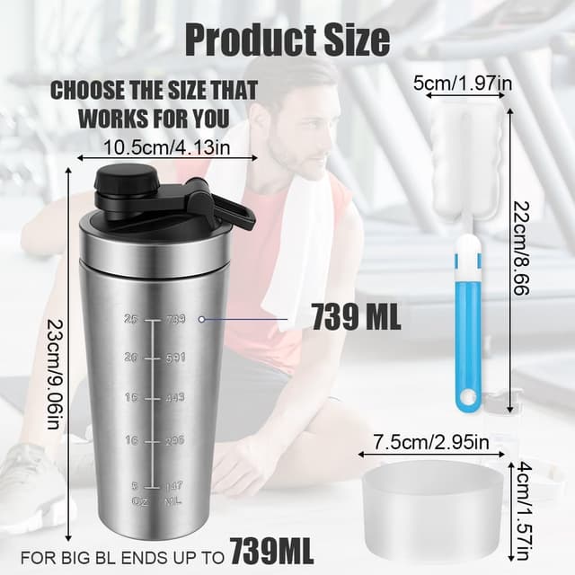 Detalle de Alaoo Protéine Shaker 750 ml Wave : shaker de protéines hermétique et facile à nettoyer
