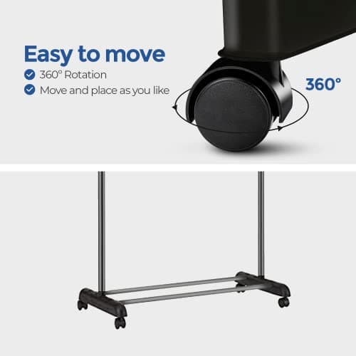 Detalle 2 de edihome Burro Ropa y Perchero colgador con ruedas (43x160x150 cm) metálico y ajustable