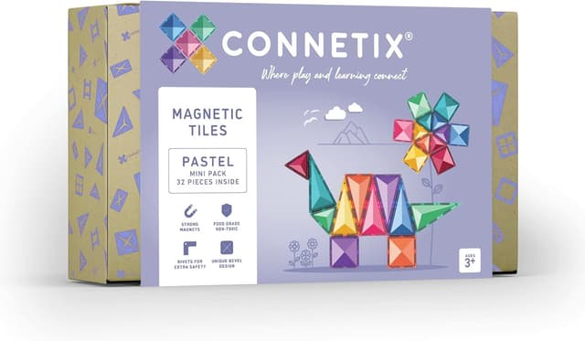 Detalle de CONNETIX Tuiles magnétiques Pastel Mini-Paquet, 32 pièces