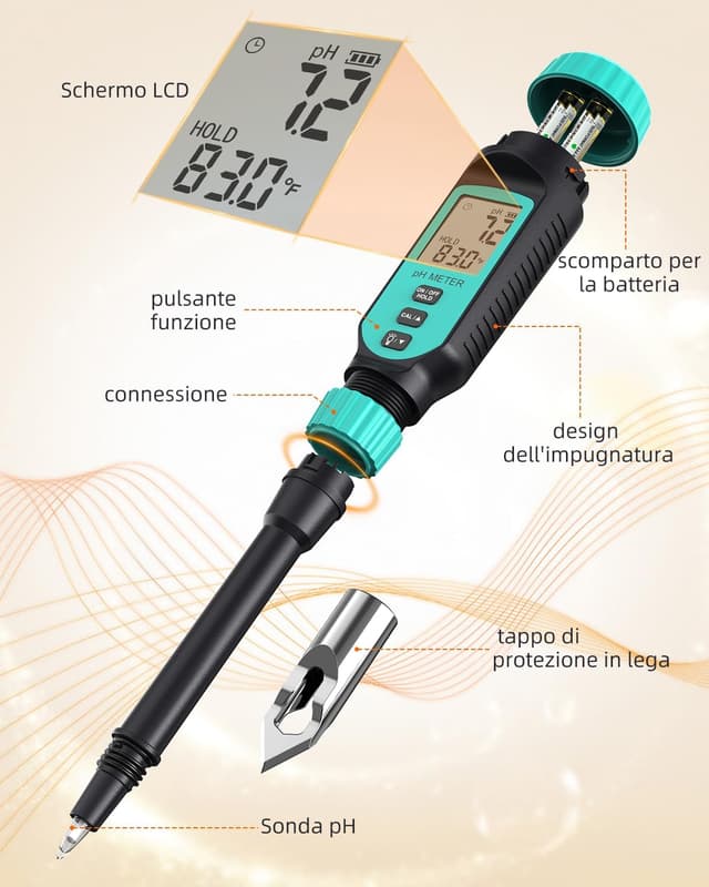 Detalle de Tadeto phmetro Misuratore pH digitale per suolo e acqua