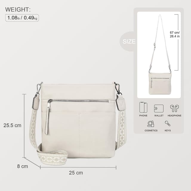 Detalle de Gladdon Damen-Handtasche Umhängetasche Crossbody mit breitem Jacquard-Gurt (mittelgroß, Multi-Pochette)