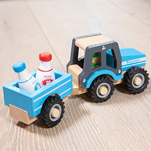 Thumbnail 2 de New Classic Toys tracteur avec remorque, jouet en bois pour enfant, bleu đźšś