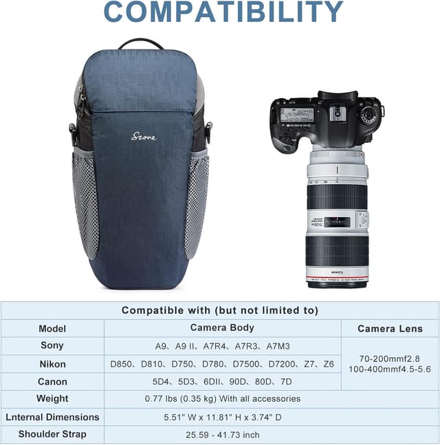 Detalle de S-ZONE sac étanche pour appareil photo DSLR/SLR avec poches et housse anti-intempéries