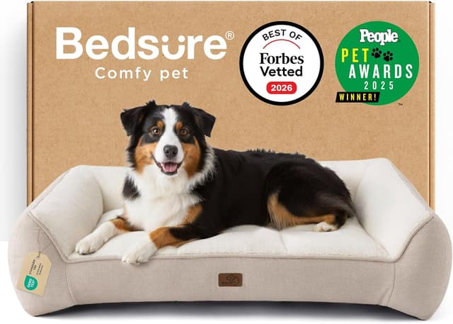 Detalle de Bedsure XL Orthopedic Dog Bed Large (114 x 81cm) Extra-Thick Cream Waterproof Cover