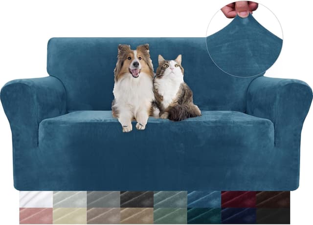 Detalle de YSTELLAA Copridivano elasticizzato in velluto 2 posti