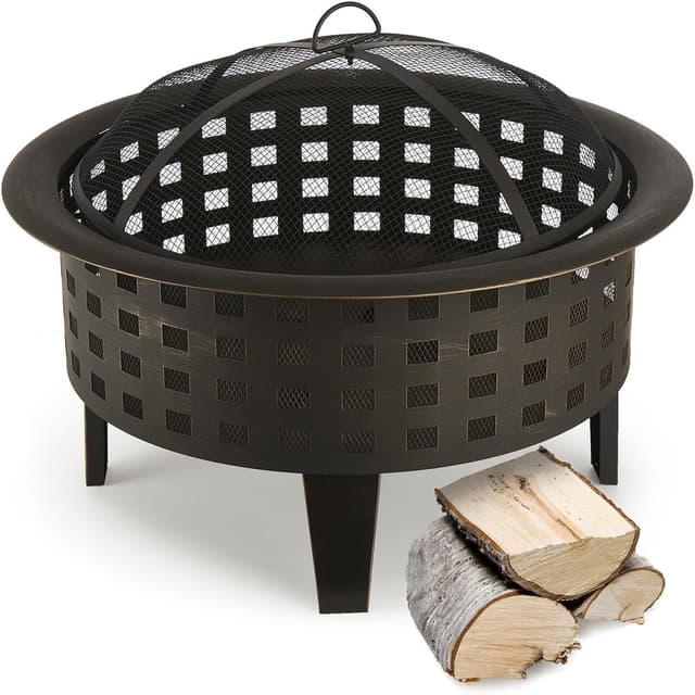 Detalle de blumfeldt Boston – Braséro de chauffage extérieur Ø 70 cm en acier noir, avec grille anti-étincelles