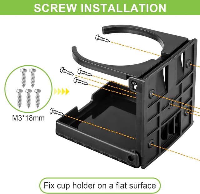 Detalle de Spurtar 2er Set klappbare Getränkehalter für Auto, Wohnmobil & Yacht (für Becher/Dosen/Flaschen bis 100 mm) – schwarz