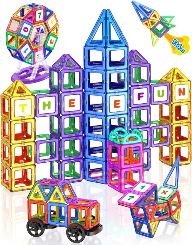 Detalle de Theefun 136PCS Magnetic Tiles for Kids