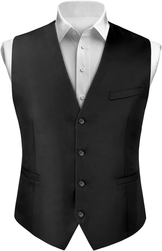 Imagen de BSBUY Men's Black Waistcoat en OfertitasTOP