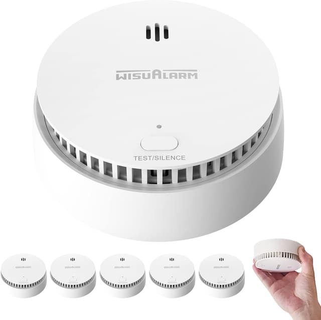 Detalle de Smoke Alarms for Home (10-Year Battery) EN14604 Certified, Test/Silence Button, 5-Pack