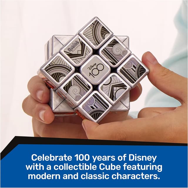 Detalle de Rubik’s Zauberwürfel Disney 100 Jubiläum 3x3 Metallic Platin – 3x3 Zauberwürfel mit Disney-Motiven