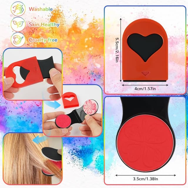 Detalle de BUTBU Lot de 10 craies pour cheveux colorées – teinture temporaire lavable pour filles et enfants