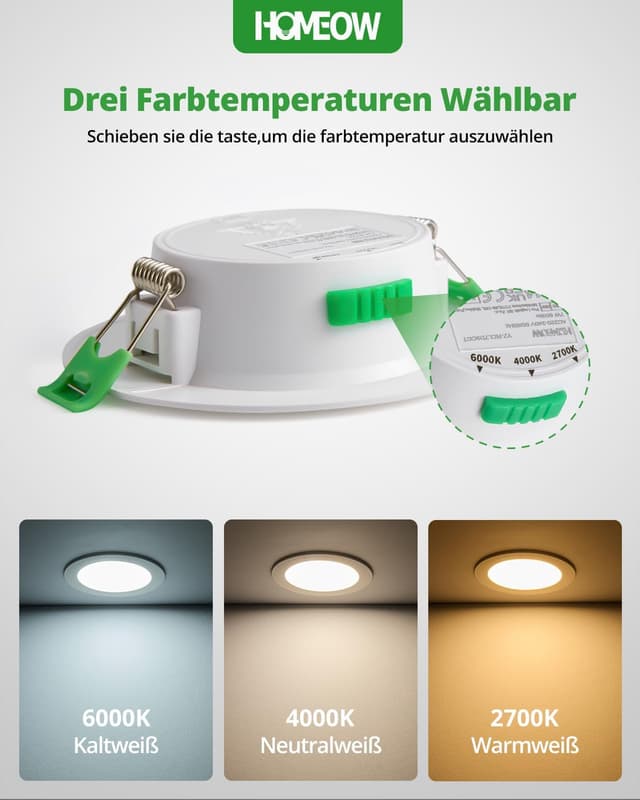 Detalle 2 de HOMEOW 20er Set LED Einbaustrahler 7W