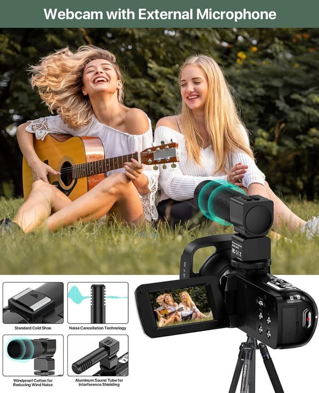 Thumbnail 4 de 4K Video Camera Camcorder 64MP Vlogging Camera 32GB