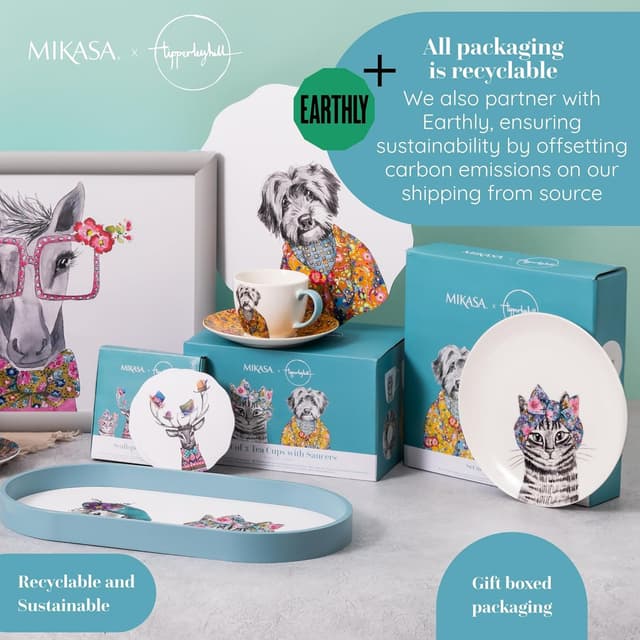 Detalle de Mikasa Tipperleyhill Glass Worktop Protector (40 x 30cm) – quirky illustrated dog worktop saver