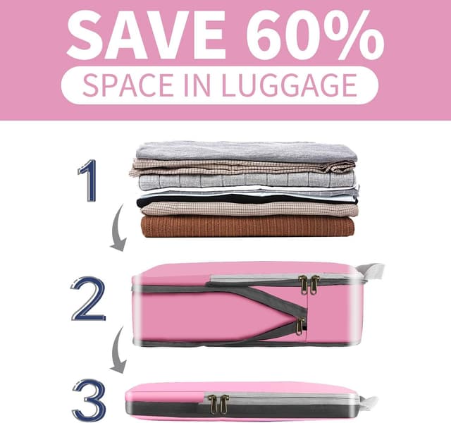 Detalle de Eono by Amazon komprimierbares Packwürfel-Set (rosa), 4-teilig – Packtaschen & Gepäck-Organizer für Rucksack und Koffer