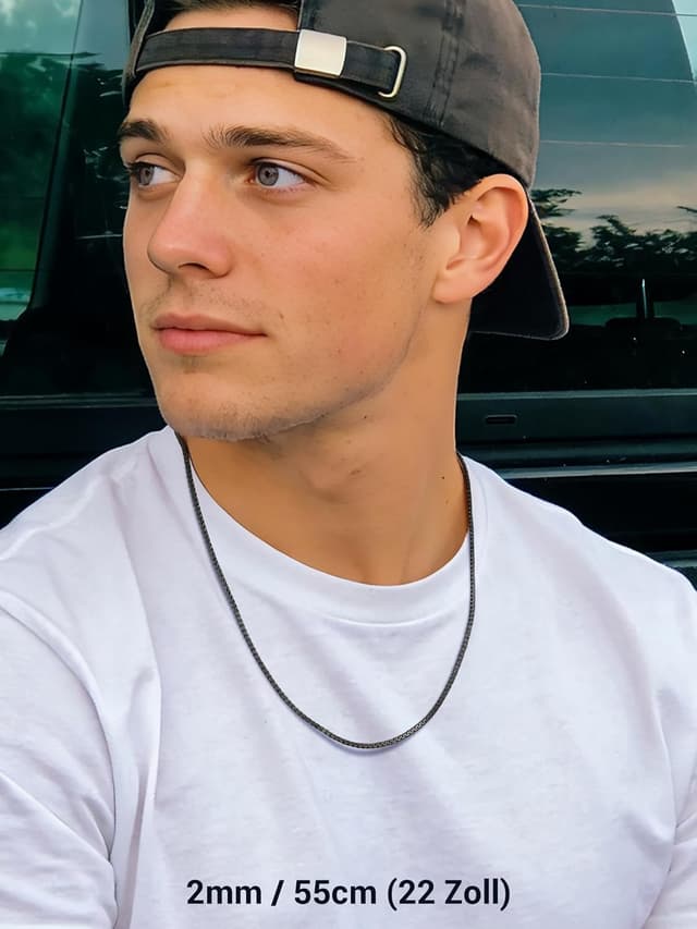 Thumbnail 6 de PROSTEEL Herren-Halskette aus Edelstahl mit Karabinerverschluss – Venezianer-/Erbsketten-Optik, Breite 2–8 mm