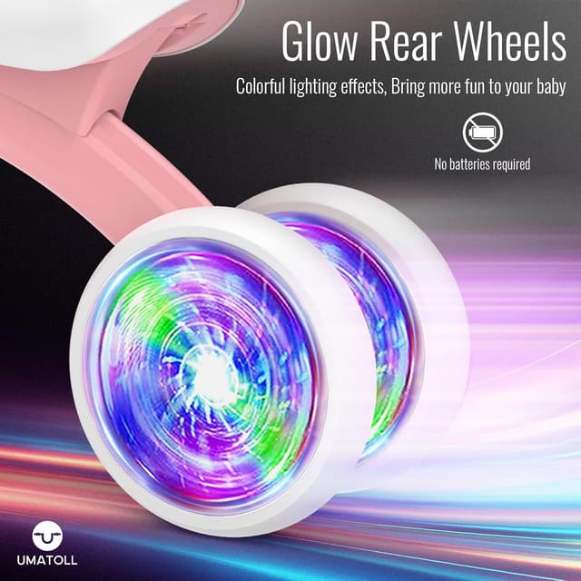 Detalle 1 de Umatoll Colorful Lighting Baby Balance Bike (New Pink) — Adjustable Seat for 12–24 Months