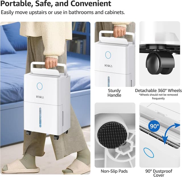 Thumbnail 6 de KNKA 10 L/day Small Dehumidifier with Real-Time Humidity Indicator, Sleep Mode & Automatic Defrost